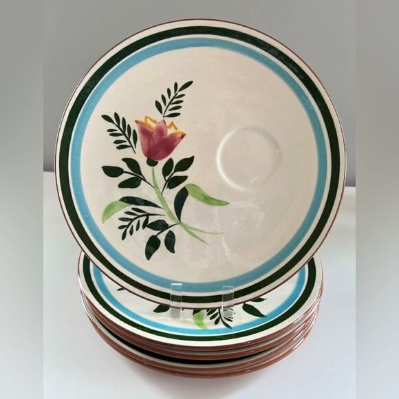 8-pc Stangl Pottery 10” Plate and Cup Country Garden Tulip 4 Sets Vintage - Picture 4 of 10